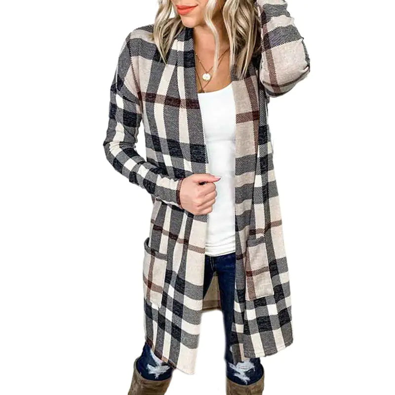 Women's Printed Long Sleeve Cardigan with Pockets