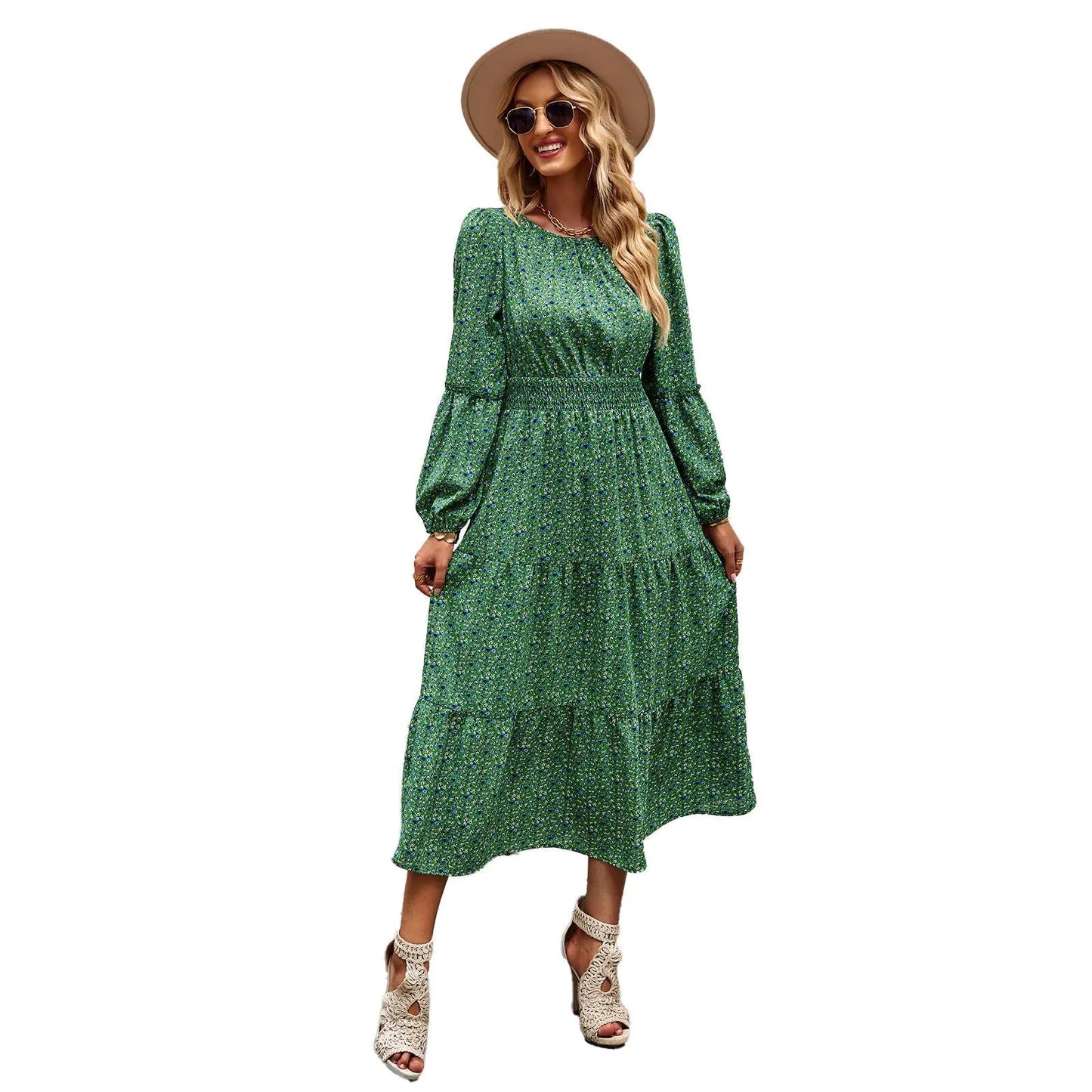 Self-Designed Floral Maxi Dress for All Seasons