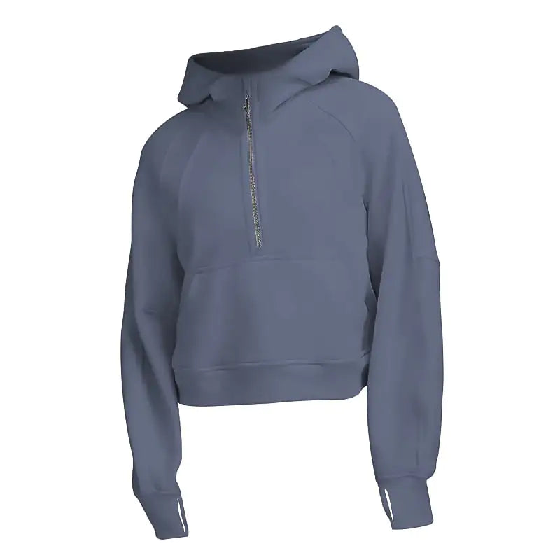 Women's Fleece Half Zip Hoodie for Sports Fitness