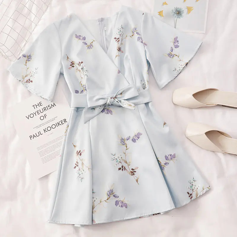 Chic Floral High-Waisted A-Line Dress for Summer