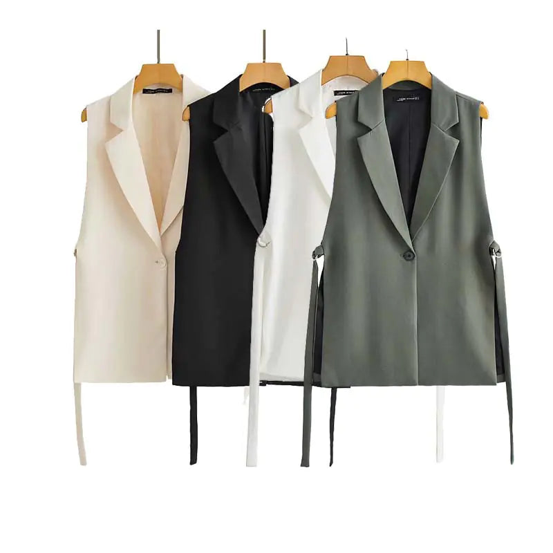 Autumn New Solid Color Vest with Split Design