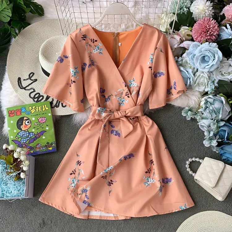 Chic Floral High-Waisted A-Line Dress for Summer