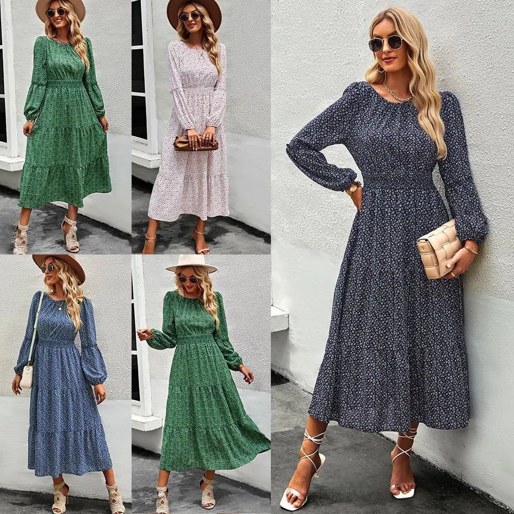 Self-Designed Floral Maxi Dress for All Seasons