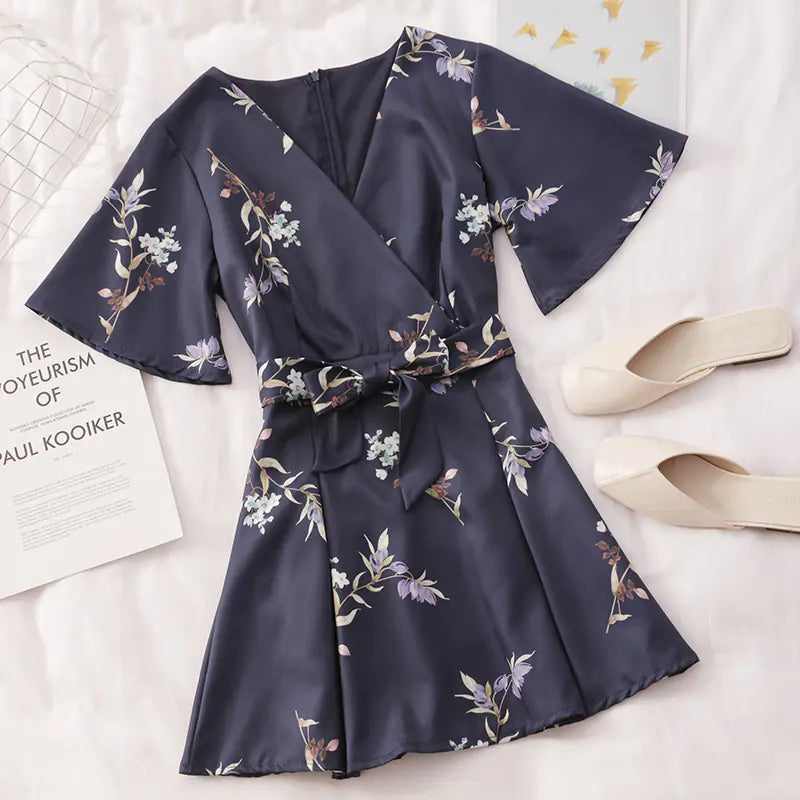 Chic Floral High-Waisted A-Line Dress for Summer