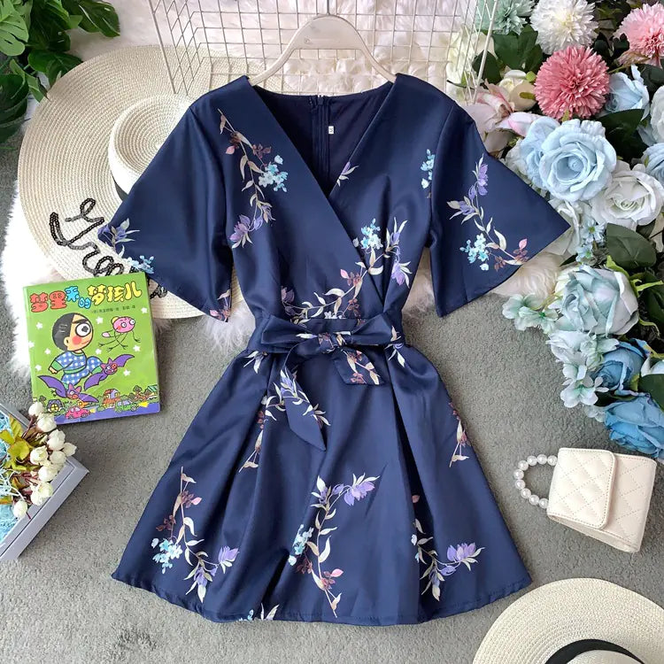 Chic Floral High-Waisted A-Line Dress for Summer