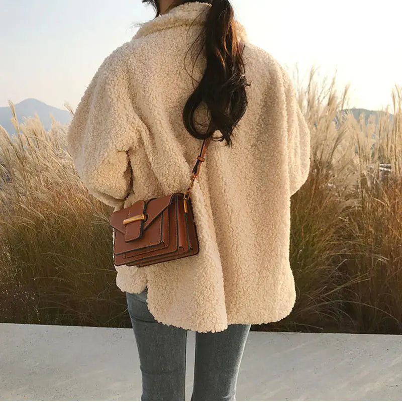 Chic Thick Faux Lamb Wool Jacket for Women
