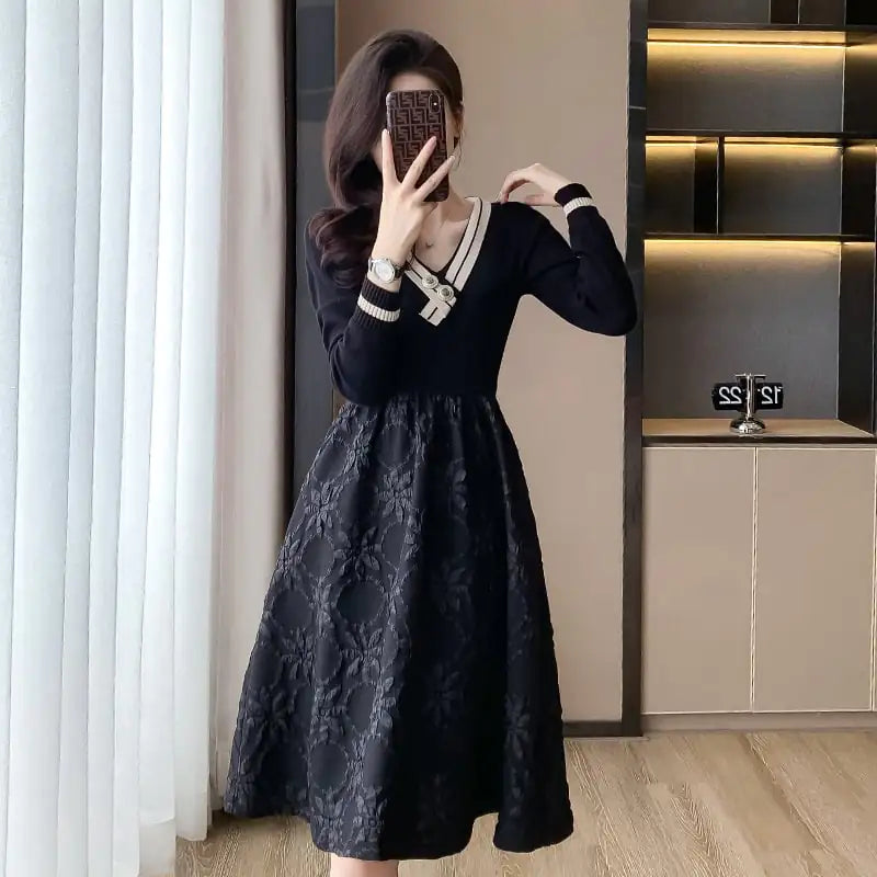 Slimming Women's Fashionable Stitching Dress