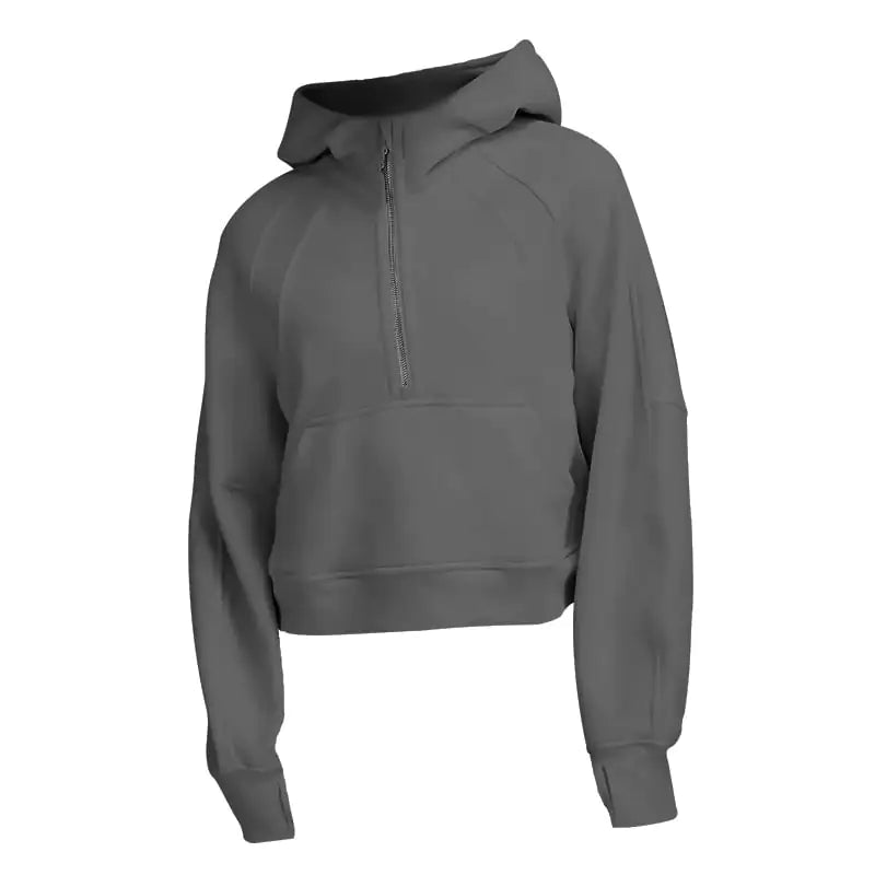 Women's Fleece Half Zip Hoodie for Sports Fitness