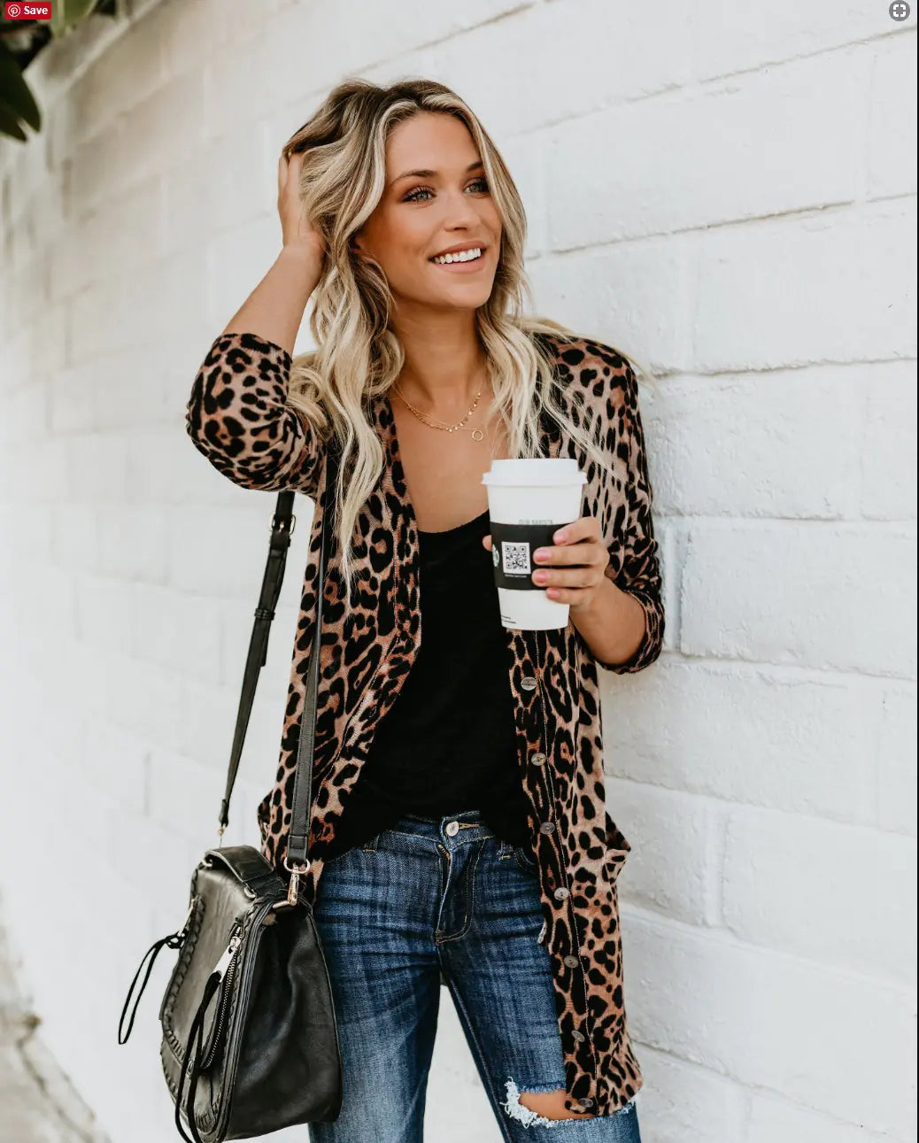 Loose Long Leopard Print Cardigan for Women
