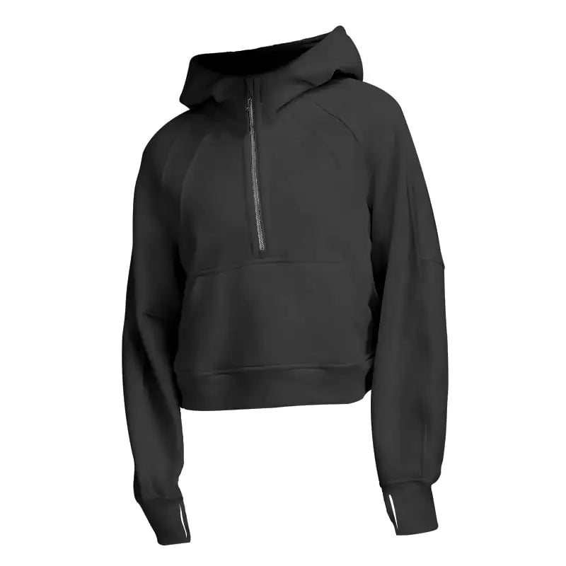 Women's Fleece Half Zip Hoodie for Sports Fitness