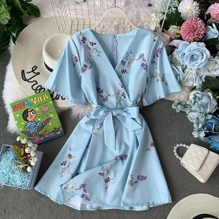 Chic Floral High-Waisted A-Line Dress for Summer