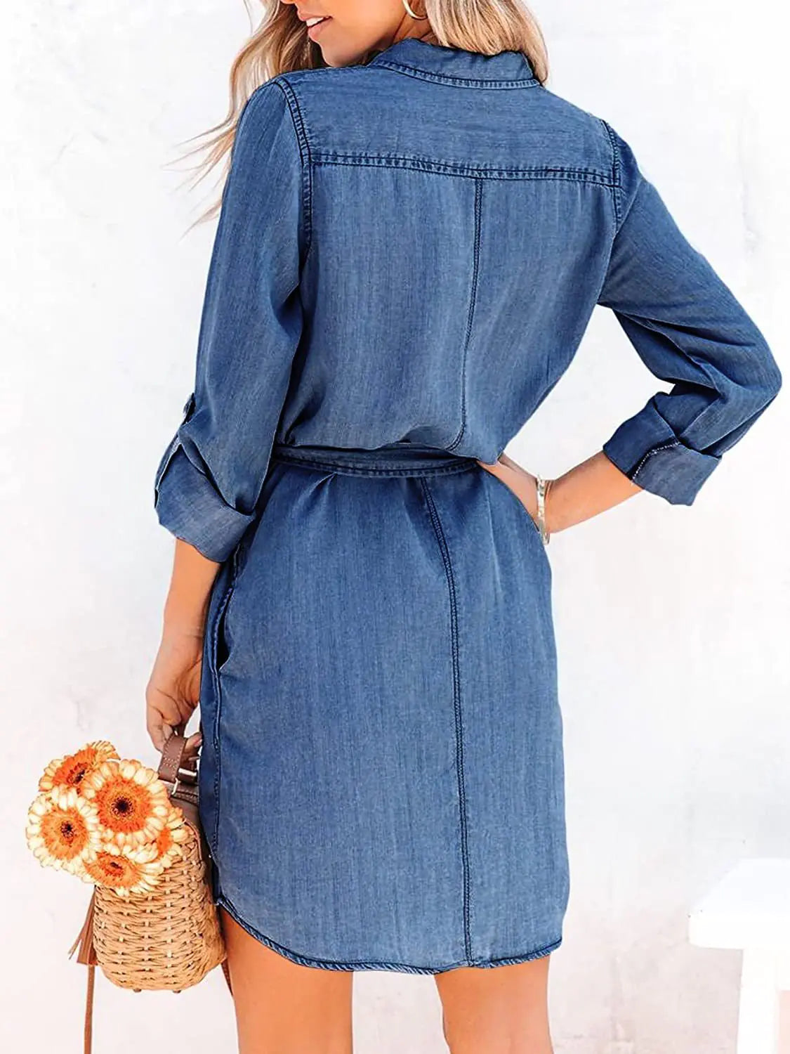 Women's Fashion Denim Blouse and Dress Combo