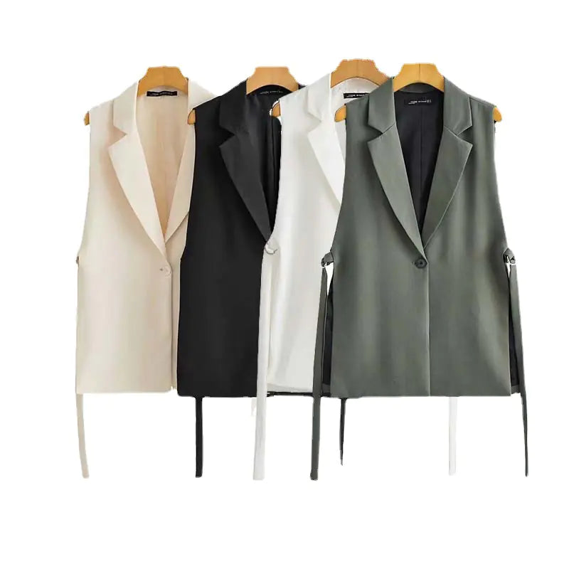Autumn New Solid Color Vest with Split Design