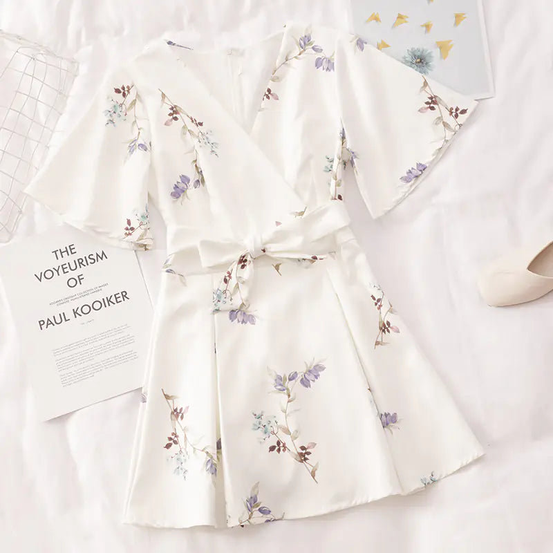 Chic Floral High-Waisted A-Line Dress for Summer