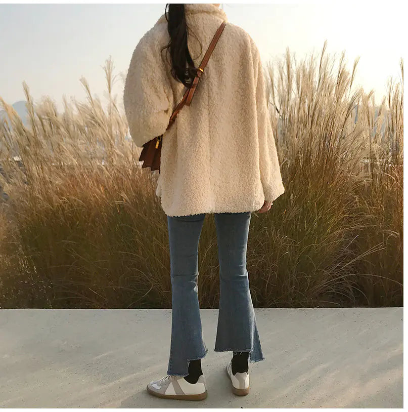 Chic Thick Faux Lamb Wool Jacket for Women