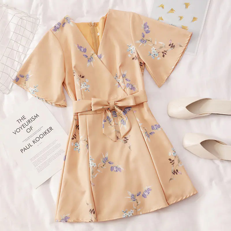 Chic Floral High-Waisted A-Line Dress for Summer