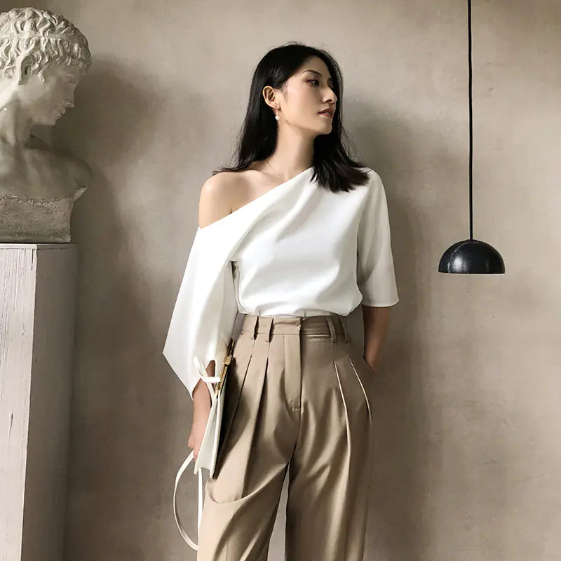 Chic Off-Shoulder Shirt and Elegant Loose Blouse