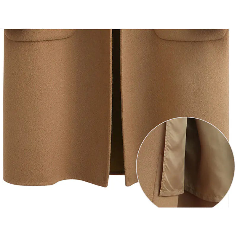 Woolen Mid-Length Women's Coat - Loose & Thick Design