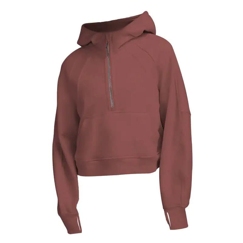 Women's Fleece Half Zip Hoodie for Sports Fitness