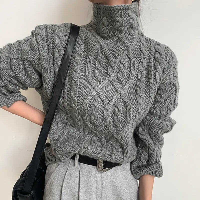 Korean Chic Oversized Knitted Sweater with Twist Design