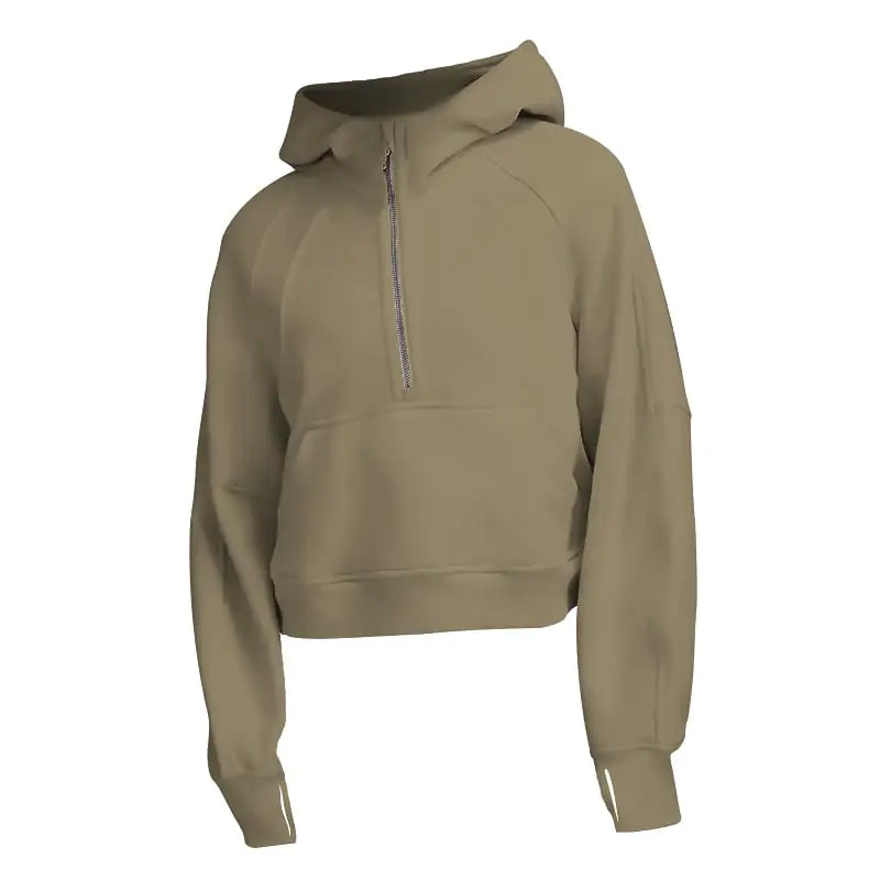 Women's Fleece Half Zip Hoodie for Sports Fitness