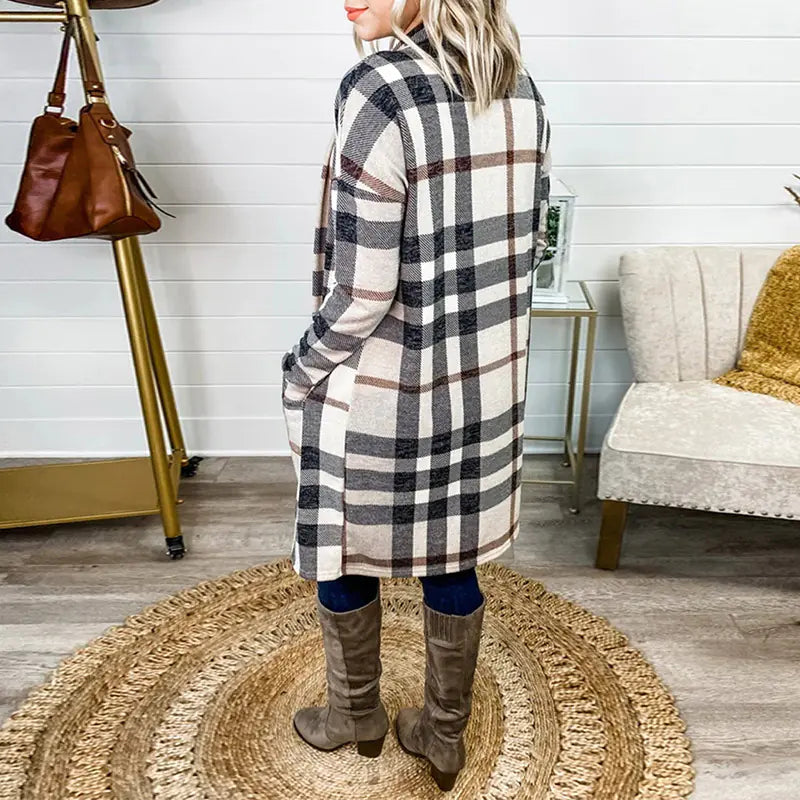 Women's Printed Long Sleeve Cardigan with Pockets